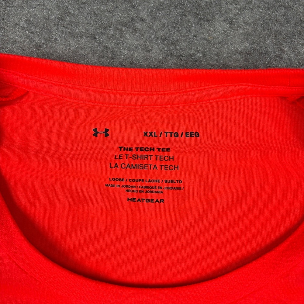 Under Armour T-Shirt Mens XXL Orange Tech Tee HeatGear Short Sleeve Gym Athletic - Picture 7 of 11